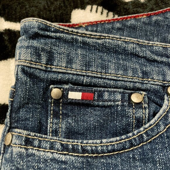 TOMMY HILFIGER Vintage straight leg blue jeans ~ XS SMALL size 4 - 6 denim pants - Picture 12 of 15